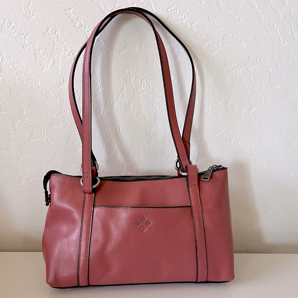 Patricia Nash Leather Brietta Shoulder Satchel Bag in Old Rose Pink